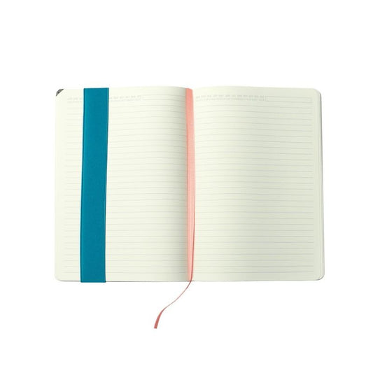 Libreta Planner Katsura tapa dura PU / 112 Hojas 80gsm / porta lápiz / 15x20cm / Blanco – Negro