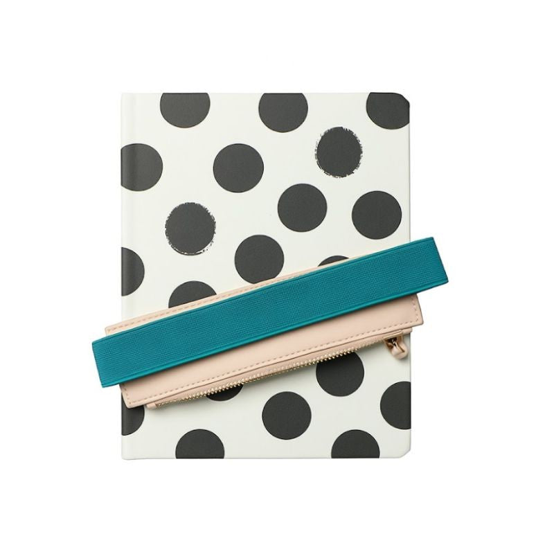 Libreta Planner Katsura tapa dura PU / 112 Hojas 80gsm / porta lápiz / 15x20cm / Blanco – Negro