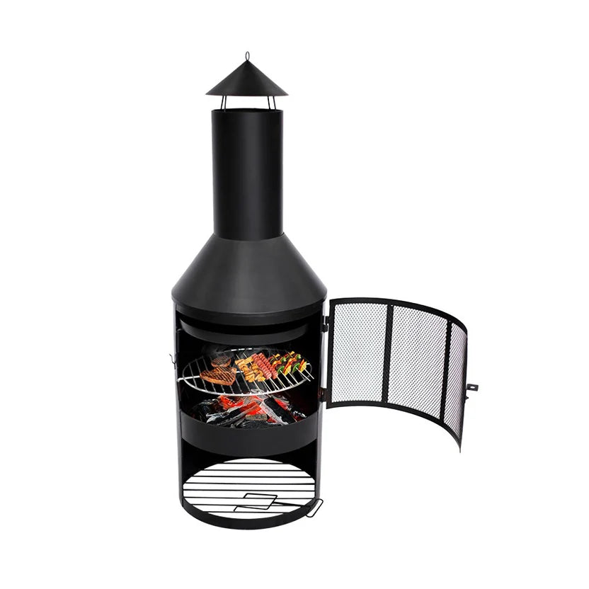 Chimenea Oregon para Exteriores Acero Negro Mate