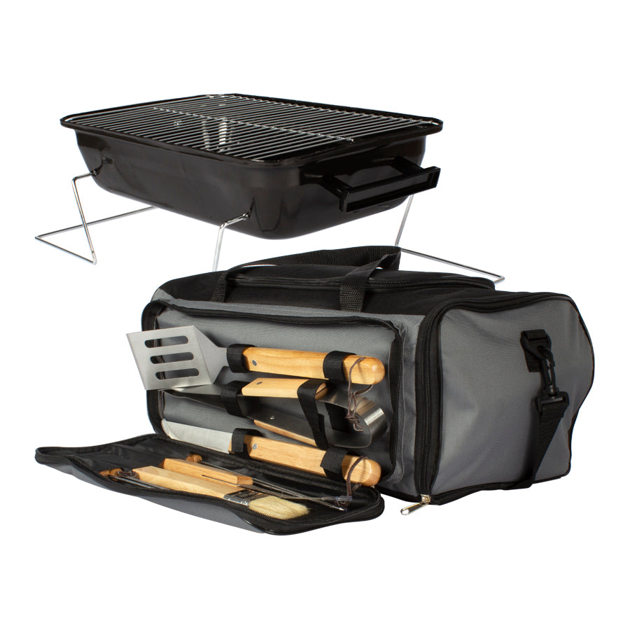 Set Bolso Cooler Parrilla 4 en 1 Con Herramientas BBQ