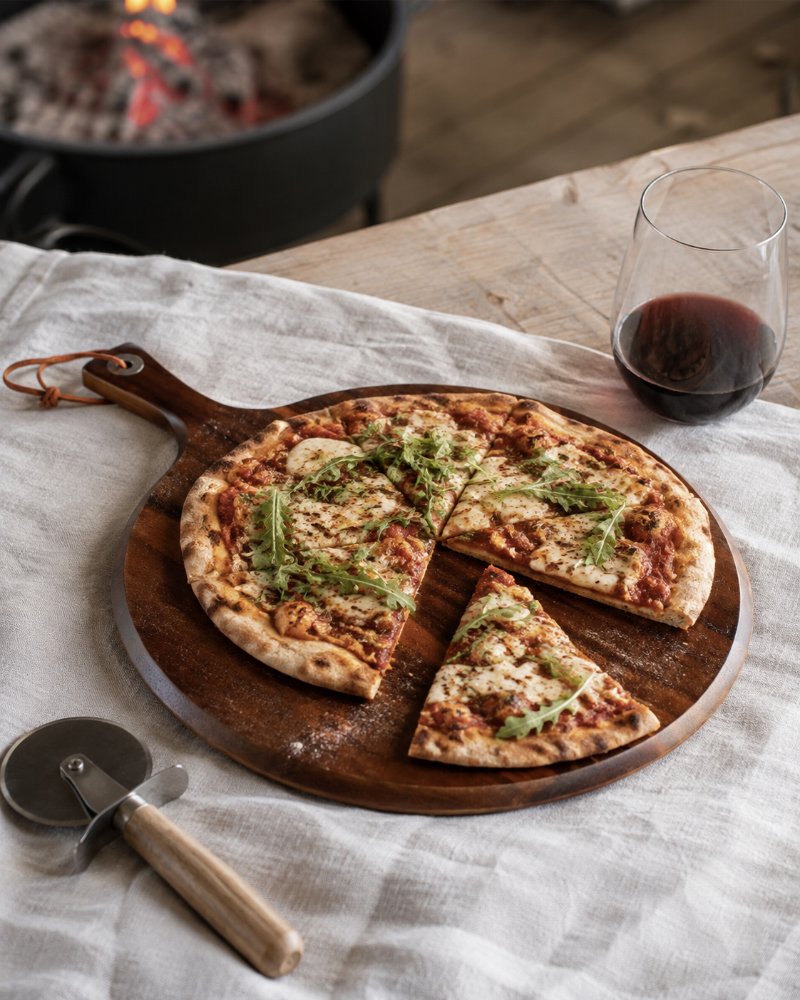Tabla de Acacia para Pizza Con Asa