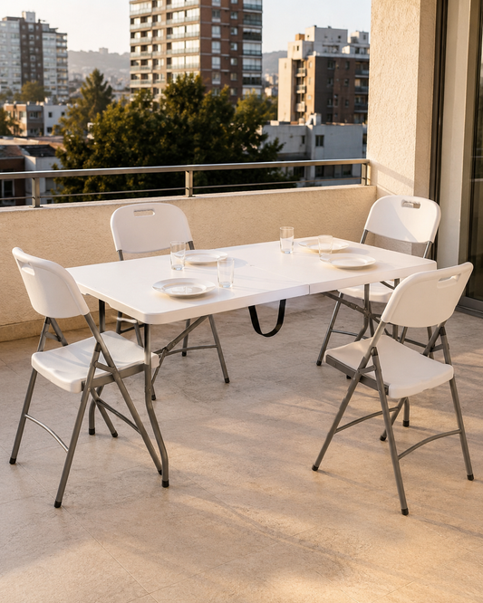 Mesa Plegable Blanca 180 cm para Camping y Eventos