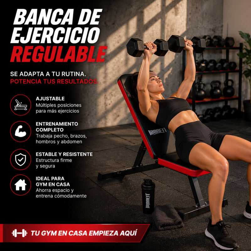 Banca de Ejercicio Regulable Ajustable para Gym en Casa