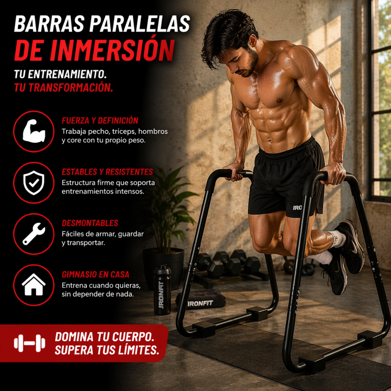 Barras Paralelas de Inmersión Desmontables para Entrenamiento en Casa