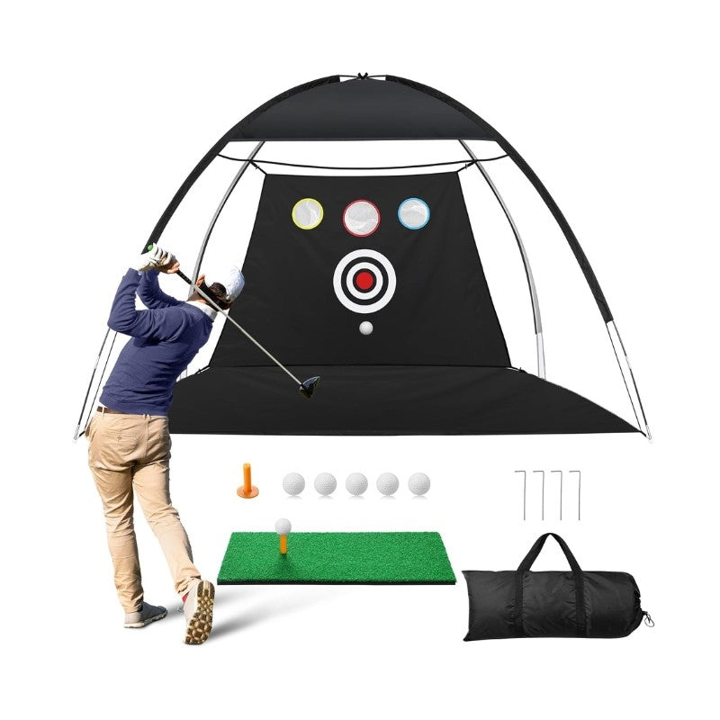 Carpa PGM plegable negra GOLF con bolsillos y 5 pelotas + 1 alfombra
