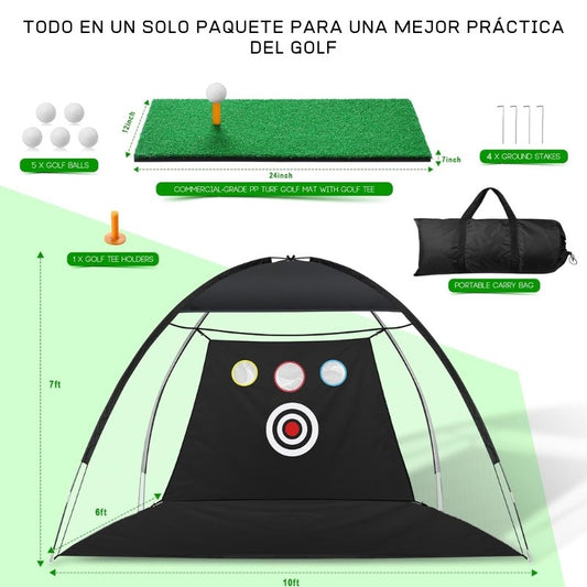 Carpa PGM plegable negra GOLF con bolsillos y 5 pelotas + 1 alfombra