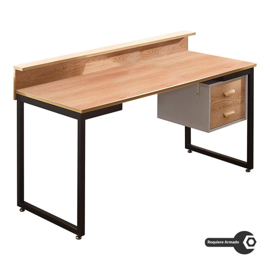 Escritorio Madera De Acacia 2 Gavetas 140 x 85 x 62cm