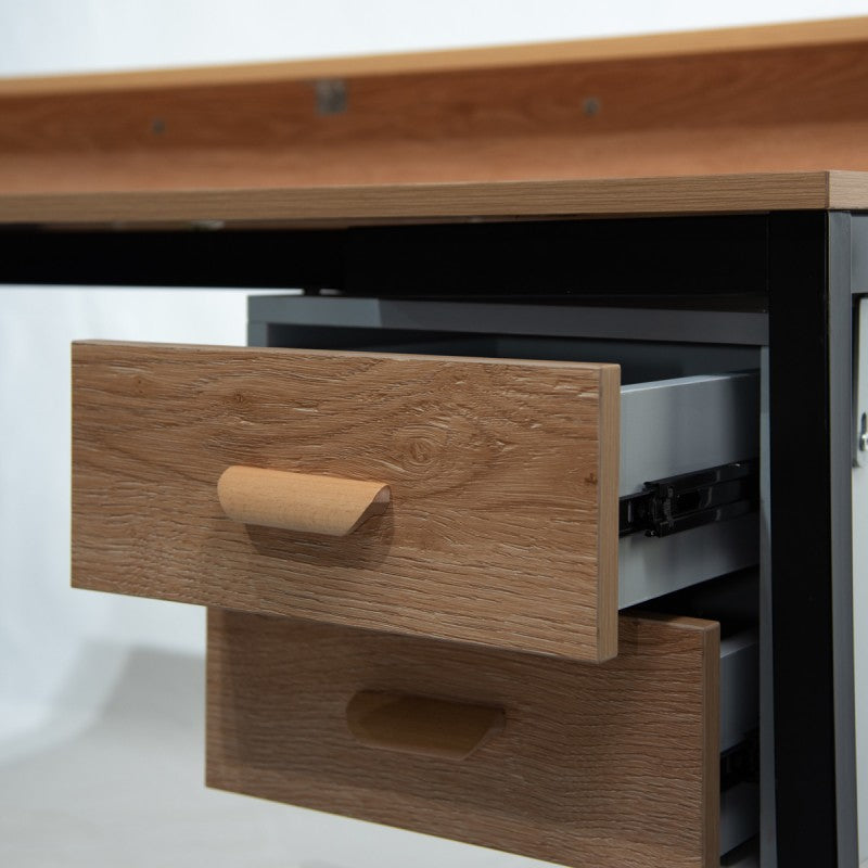 Escritorio Madera De Acacia 2 Gavetas 140 x 85 x 62cm