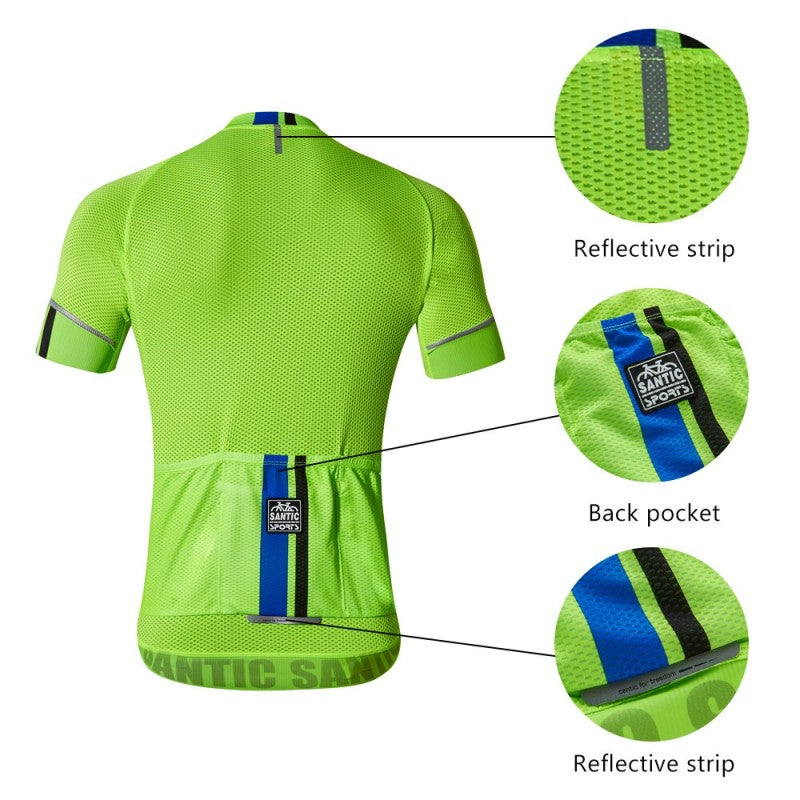 Jersey Hombre Manga Corta Kamen Lightgreen para Ciclismo SANTIC