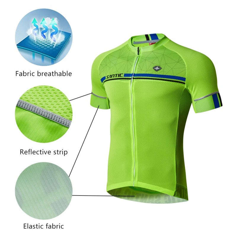 Jersey Hombre Manga Corta Kamen Lightgreen para Ciclismo SANTIC
