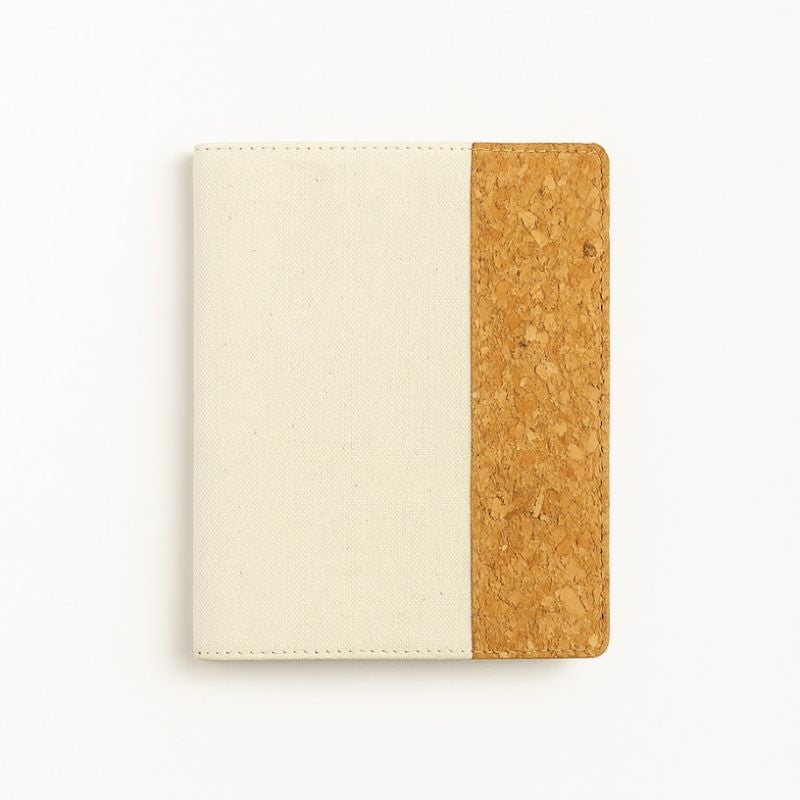 Libreta Planner Abedul NotePad tapa Lino-corcho con lápiz y adhesivos / 52 hojas / 17x21cm crema
