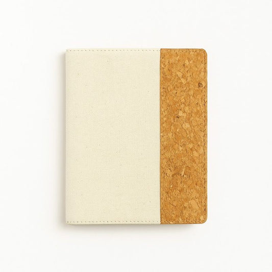 Libreta Planner Abedul NotePad tapa Lino-corcho con lápiz y adhesivos / 52 hojas / 17x21cm crema