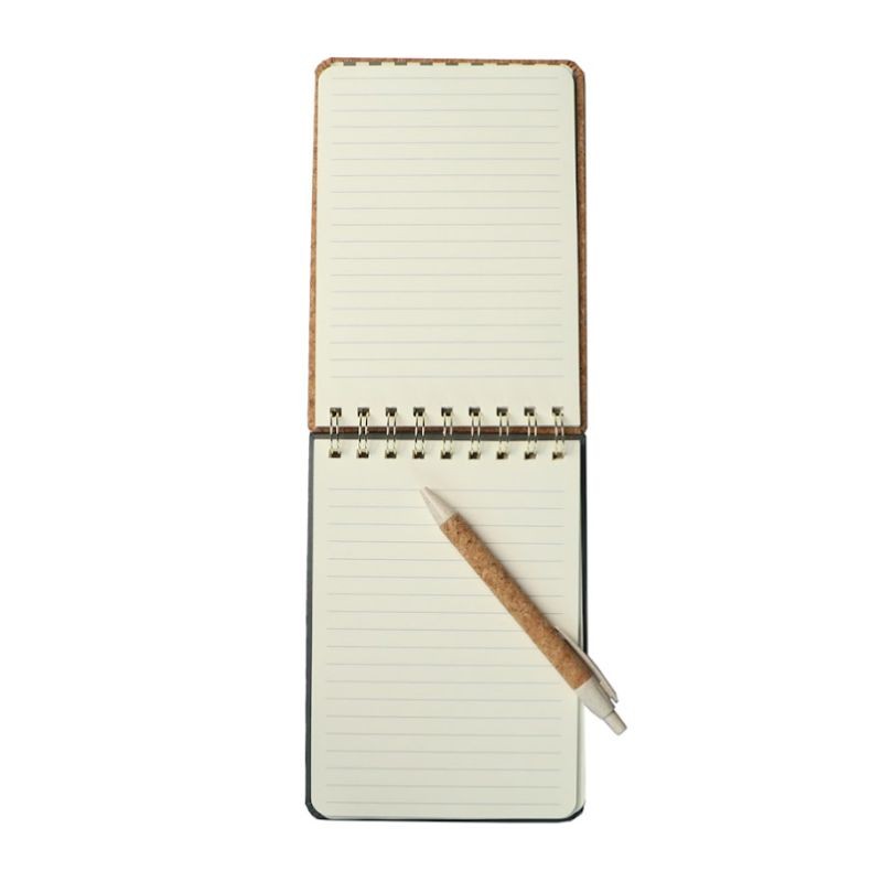 Libreta Planner Castaño espiral tapa corcho con lápiz / 82 hojas / 13x18cm / Natural