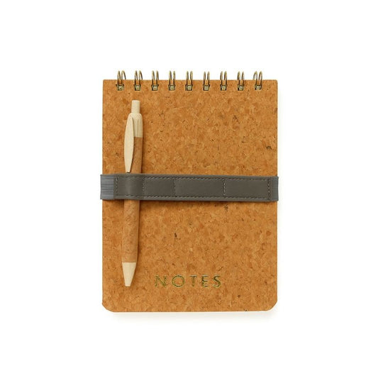 Libreta Planner Castaño espiral tapa corcho con lápiz / 82 hojas / 13x18cm / Natural