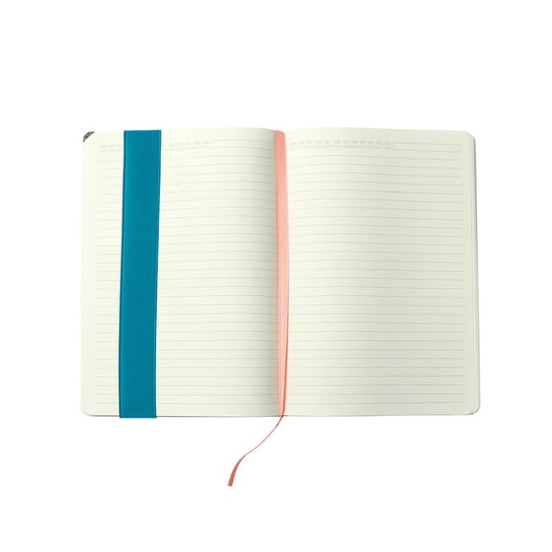 Libreta Planner Katsura tapa dura PU / 112 Hojas 80gsm / porta lápiz / 15x20cm / Blanco – Negro