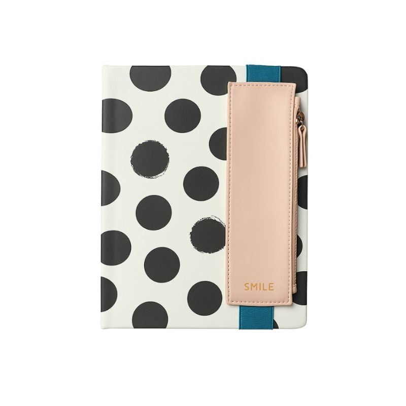 Libreta Planner Katsura tapa dura PU / 112 Hojas 80gsm / porta lápiz / 15x20cm / Blanco – Negro