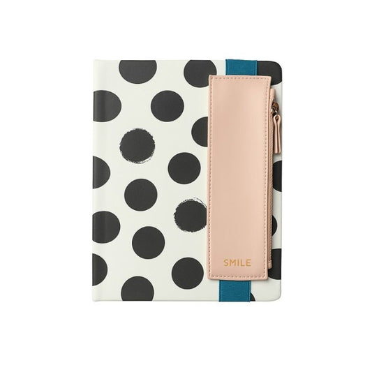 Libreta Planner Katsura tapa dura PU / 112 Hojas 80gsm / porta lápiz / 15x20cm / Blanco – Negro