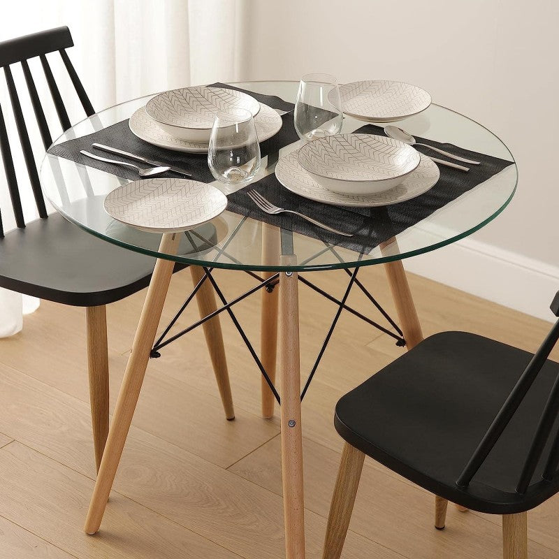 Mesa Eames Cubierta De Vidrio 80x75x80cm