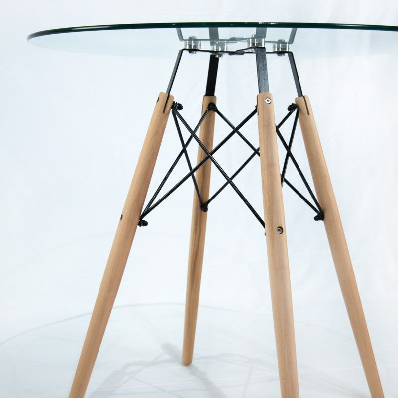 Mesa Eames Cubierta De Vidrio 80x75x80cm