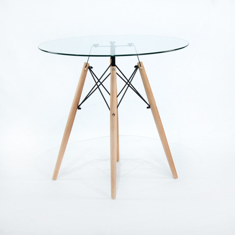 Mesa Eames Cubierta De Vidrio 80x75x80cm