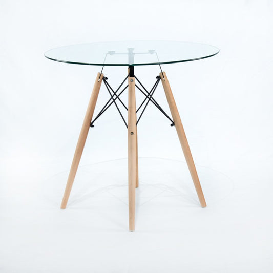 Mesa Eames Cubierta De Vidrio 80x75x80cm