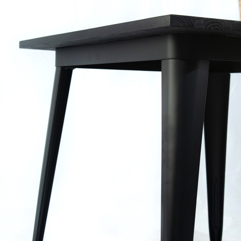 Mesa Tolix Cubierta De Madera Patas Negras 80X80X75cm