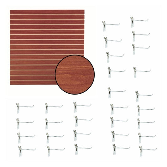 PACK 1 PANEL RANURADO CAFE OSCURO MAS 50 GANCHOS 25CM
