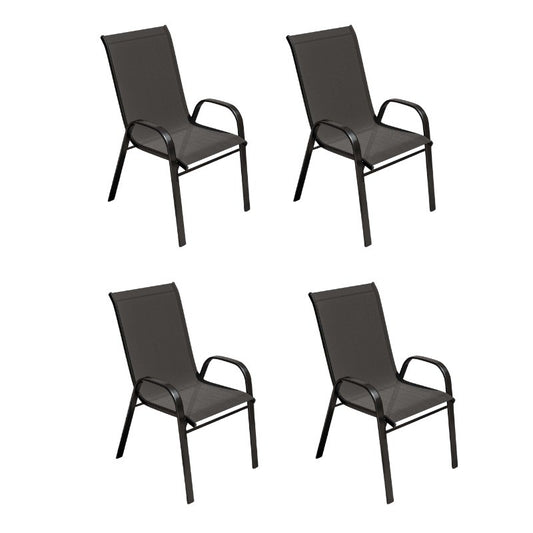 PACK 4 Silla Rinconada de fierro y malla textileno color negro