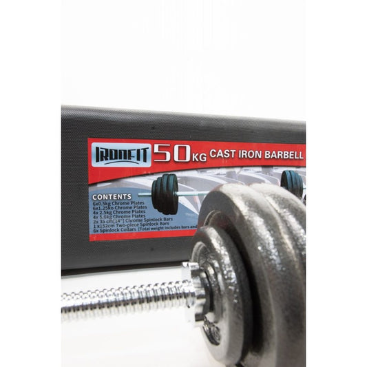 Set de mancuernas y barra 50kg IRONFIT con maleta
