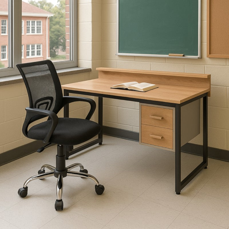 Silla de oficina o estudio ajustable con brazo espectrum malla negra 65 x 55 x 100cm