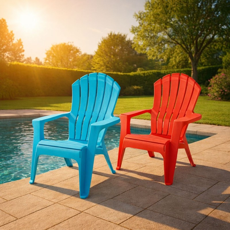 Silla plástica ADIRONDACK Diferentes Colores Azul y Rojo