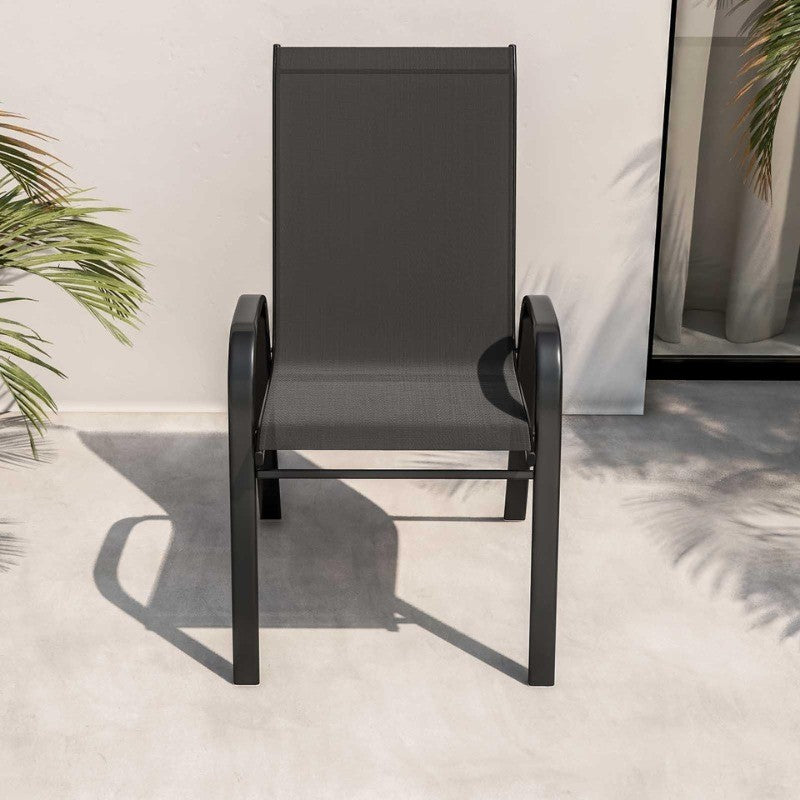 Silla Rinconada de fierro y malla textileno color negro