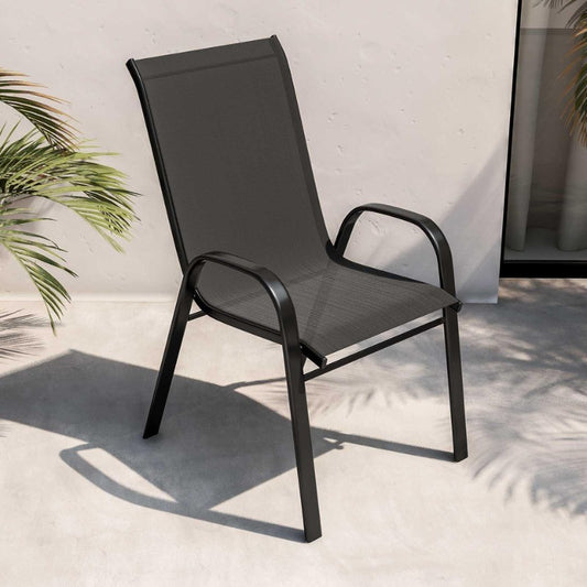 Silla Rinconada de fierro y malla textileno color negro
