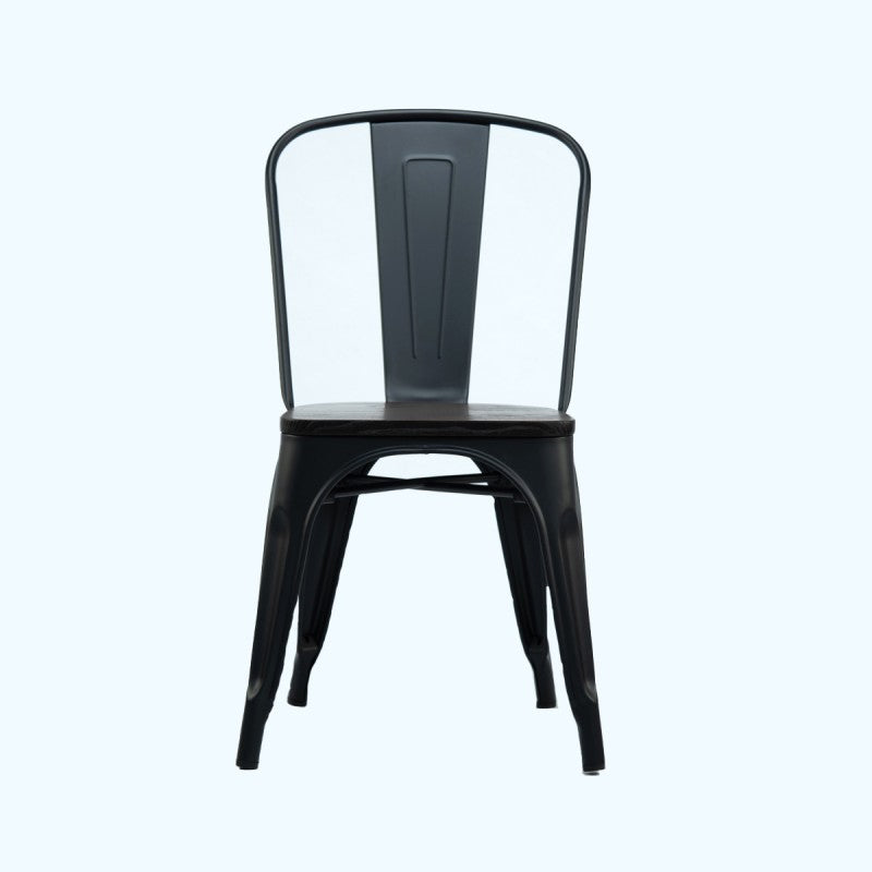 Silla Tolix Negra Con Asiento De Madera