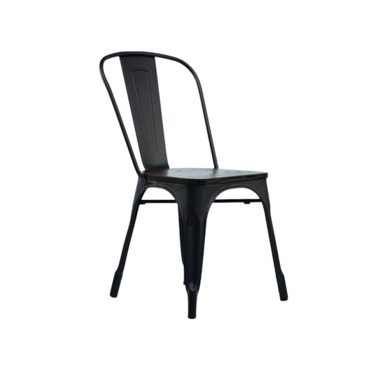 Silla Tolix Negra Con Asiento De Madera