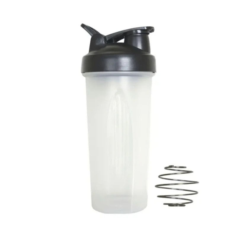 VASO DEPORTIVO SHAKER BIKUL 600ML TRANSPARENTE PARA BATIDO CON TAPA Y ACCESORIOS NEGRO